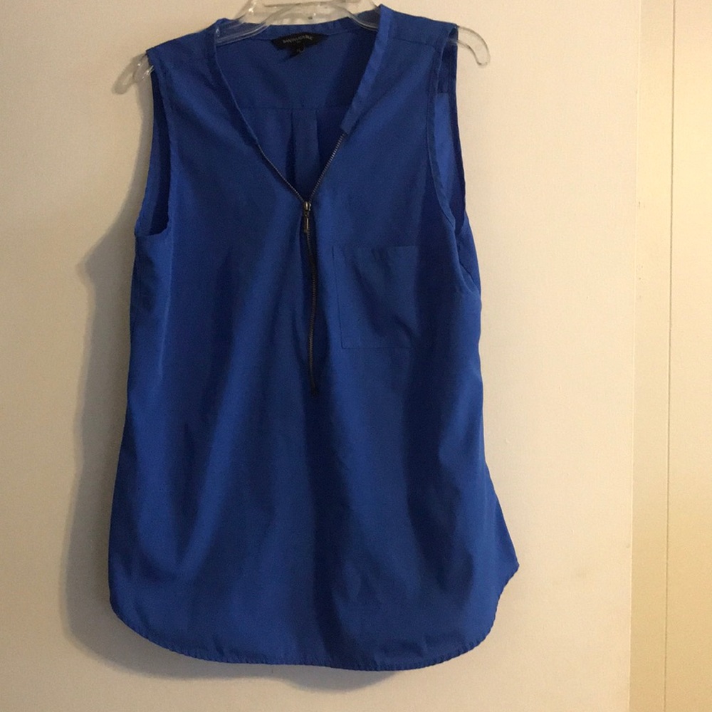 Blue zip up tank top